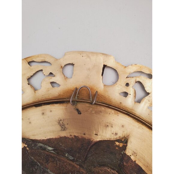 Chinese Brass Display Plate ~ Character for Longevity Shou -FU- Vintage pair - Picture 5 of 10